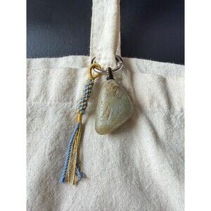 Natural river pebble Jade untreated handmade bag charm car charm keychain